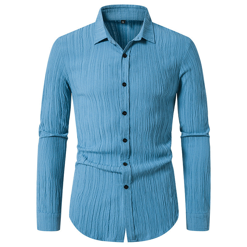 Herren Texturiertes Slim-Fit-Hemd mit krauser Struktur und Kentkragen Shop Nory