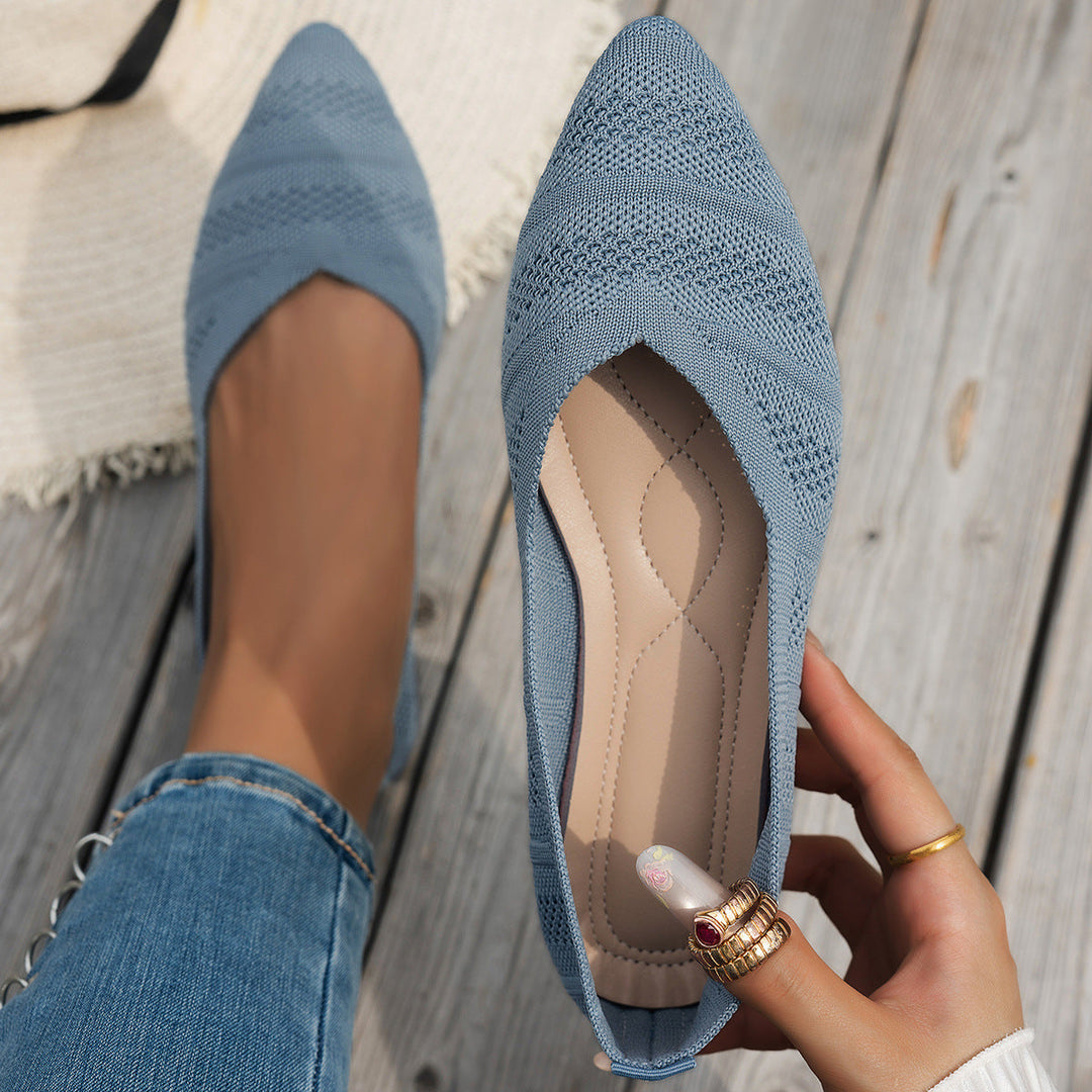 Damen elegante Ballerinas mit atmungsaktivem Strickdesign