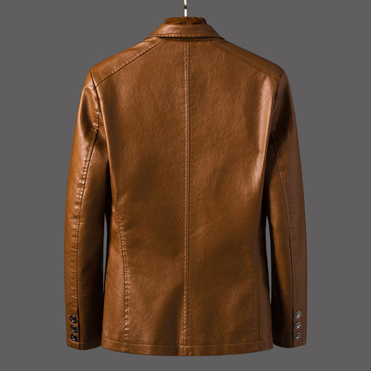 Herren Lederblazer im Sakko-Schnitt mit Reverskragen und Pattentaschen Shop Nory