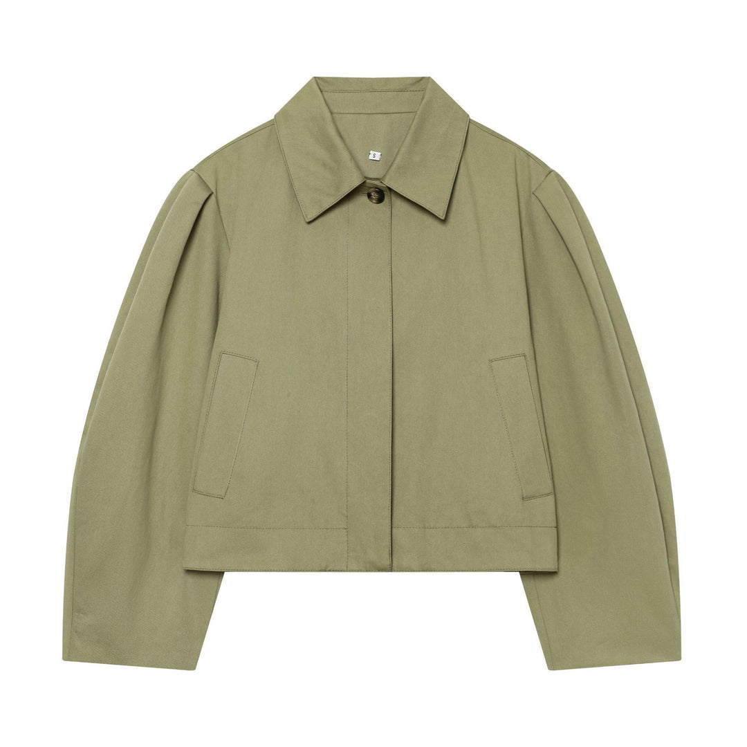 Damen Gekürzte Boxy-Utility-Jacke mit Kellerfalten und Pattentaschen Shop Nory