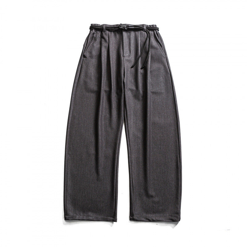 Damen Hochtalierte weite Marlene-Hose mit Faltenbund und Tunnelzuggürtel Shop Nory