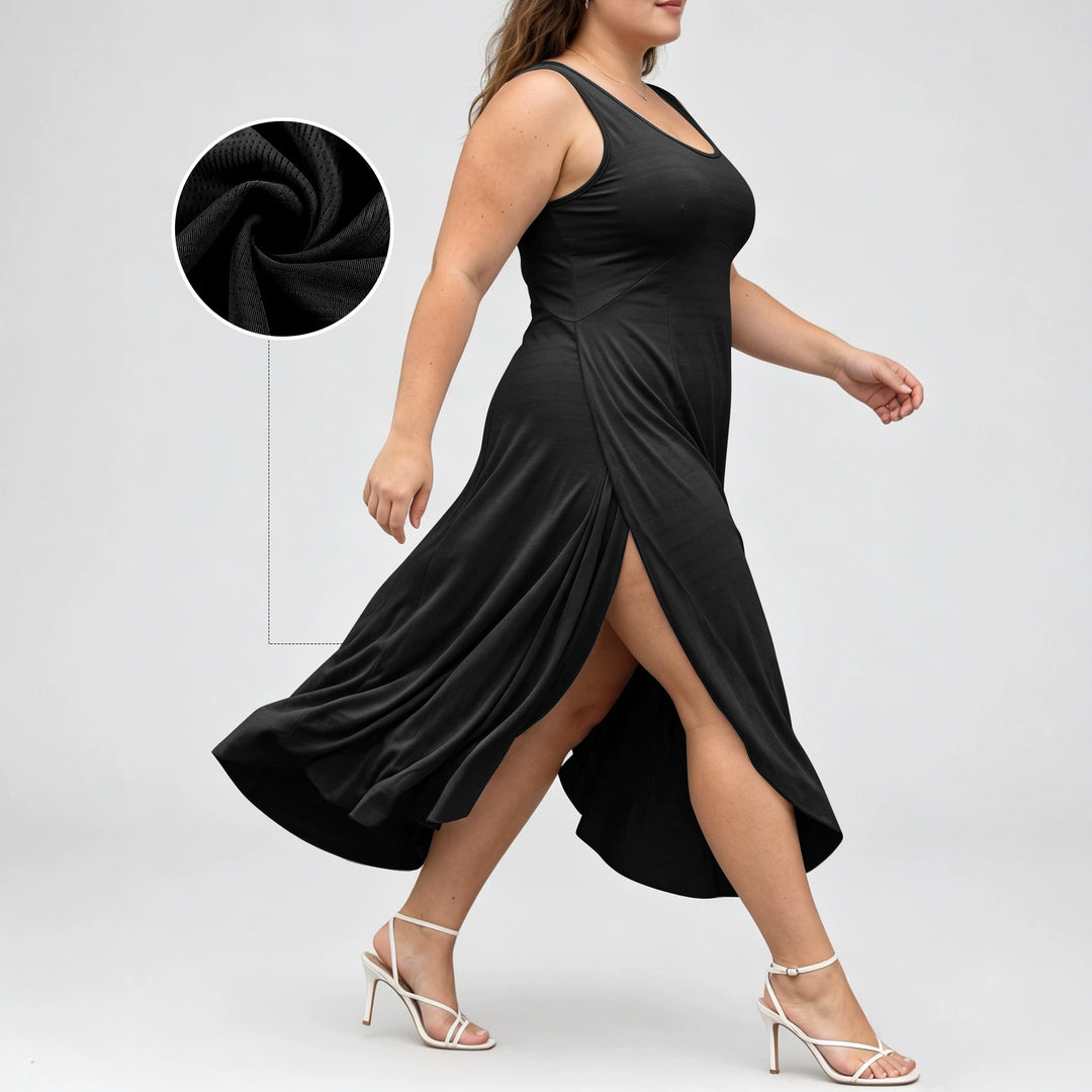 Damen Fließendes Maxikleid mit taillenbetonter A-Linie und breiten Trägern Shopy Nory