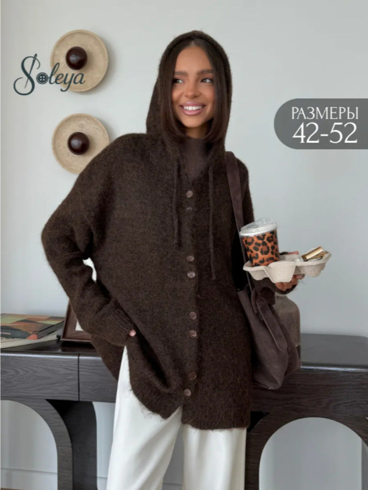 Damen Modische Strickjacke mit Kapuze Shop Nory