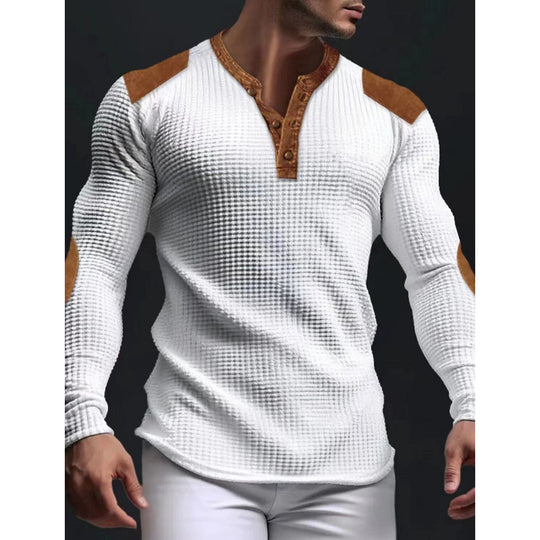 Herren Langärmeliges Shirt mit Struktur und Lederapplikationen Shop Nory
