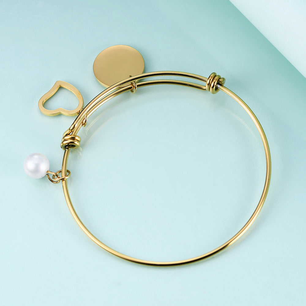 Damen Armreif mit personalisierbarem Herz- und Buchstaben-Anhänger Shop Nory