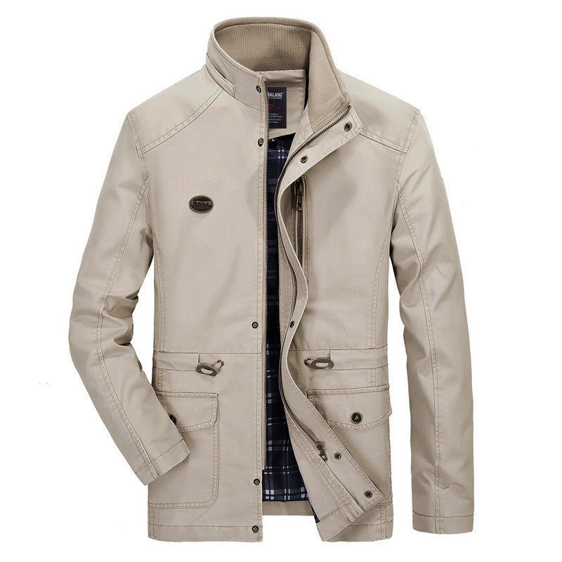 Herren mittellanger Parka mit Kapuze, kariertem Innenfutter und Taillenkordel Shop Nory