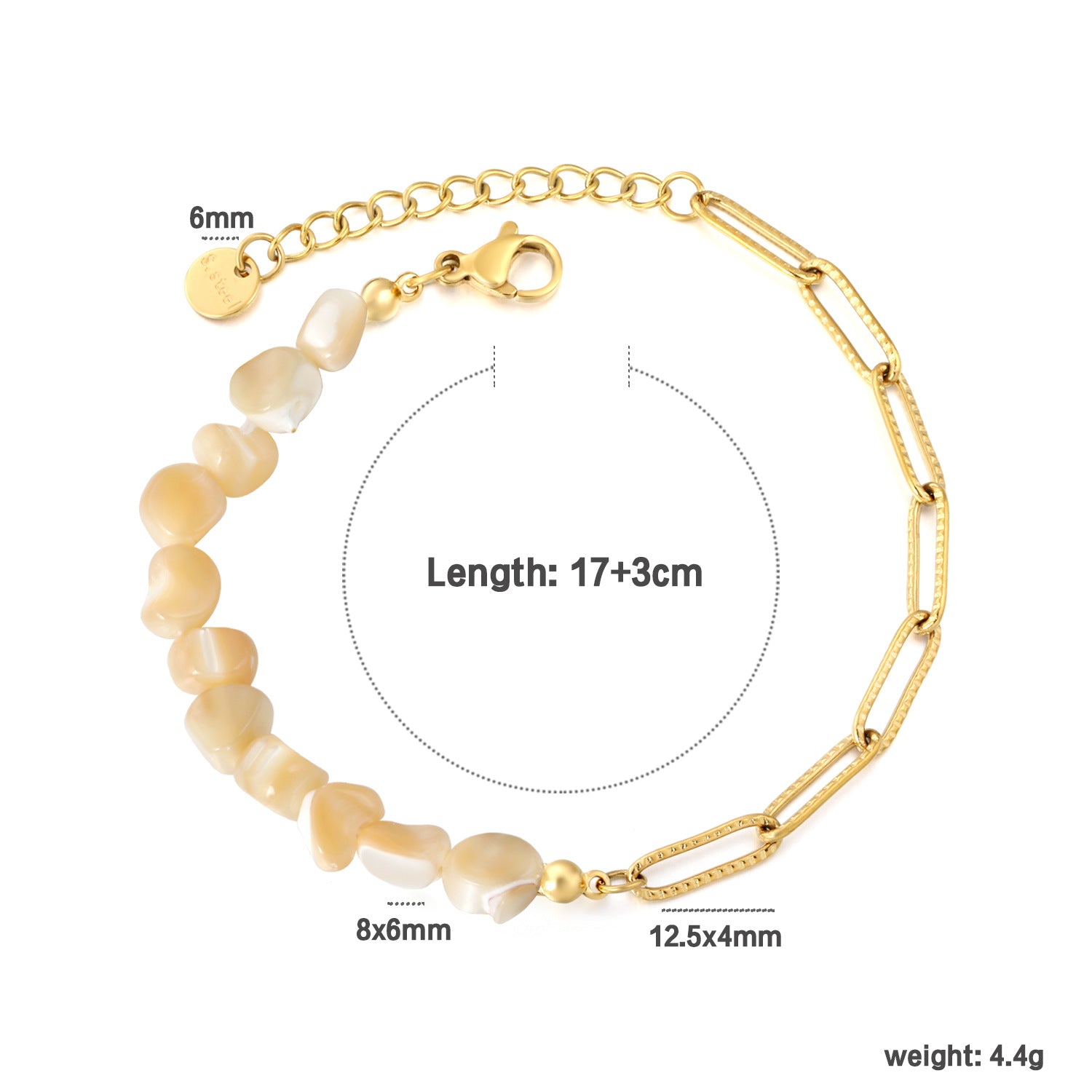 Damen Armband aus edlen Natursteinperlen und hochglänzendem Edelstahl Shop Nory