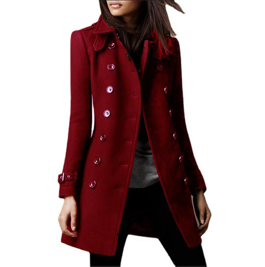 Damen Doppelreihiger Wollmix-Trenchcoat mit Taillengürtel Shop Nory