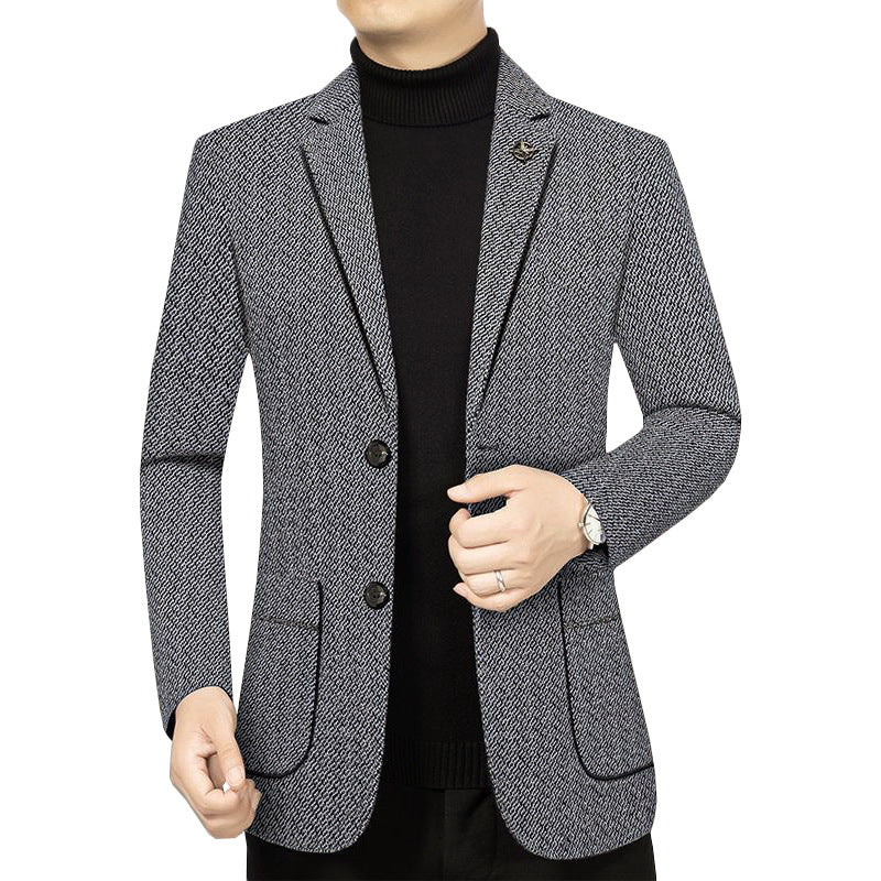 Herren Taillierter Strickblazer im Bouclé-Look mit aufgesetzten Taschen Shop Nory