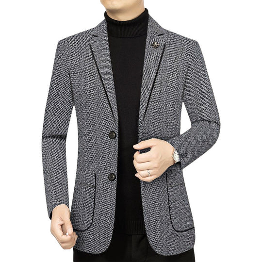 Herren Taillierter Strickblazer im Bouclé-Look mit aufgesetzten Taschen Shop Nory