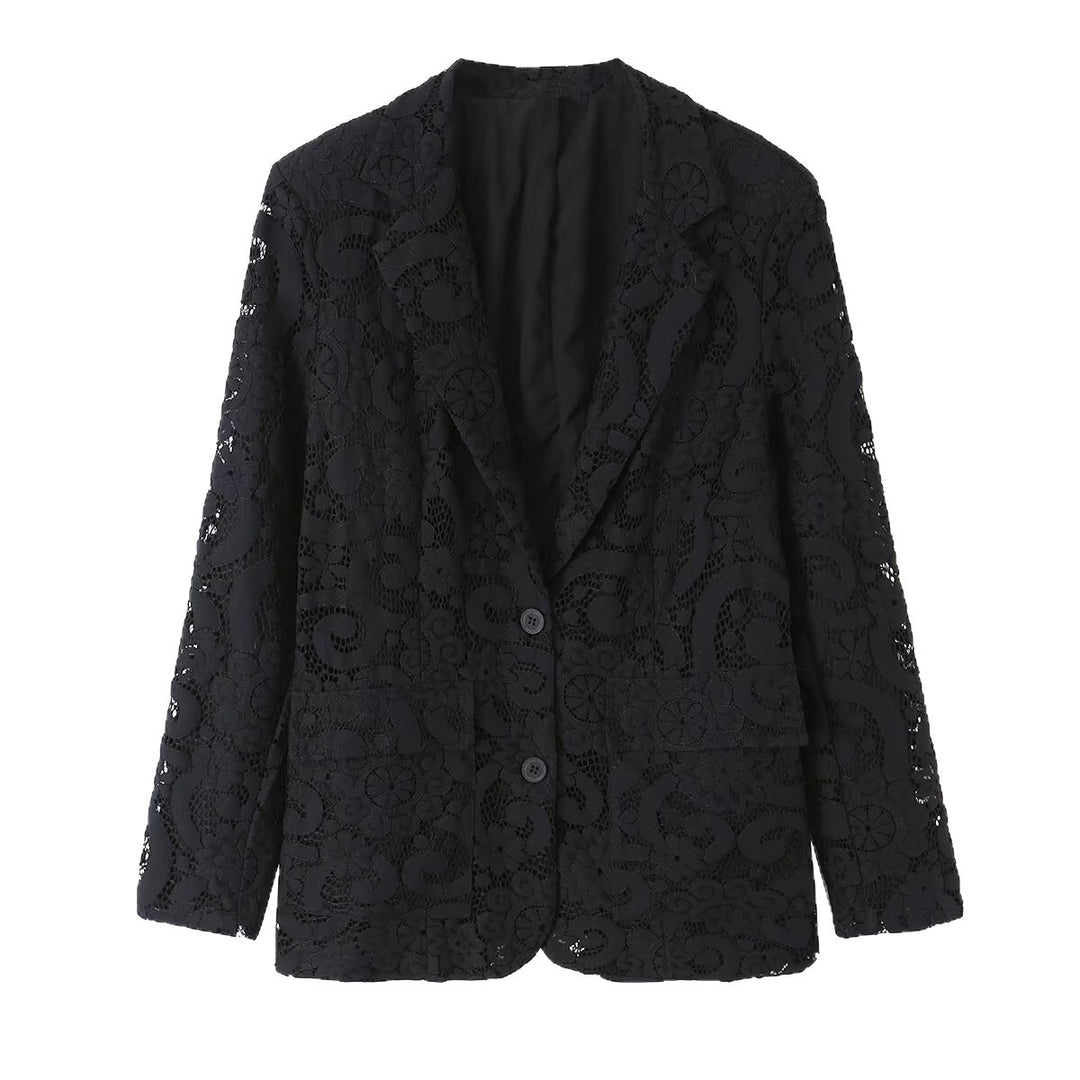 Damen Spitzenblazer mit floraler Lochspitze und femininer Silhouette Shop Nory