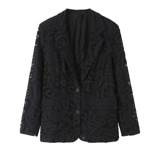 Damen Spitzenblazer mit floraler Lochspitze und femininer Silhouette Shop Nory