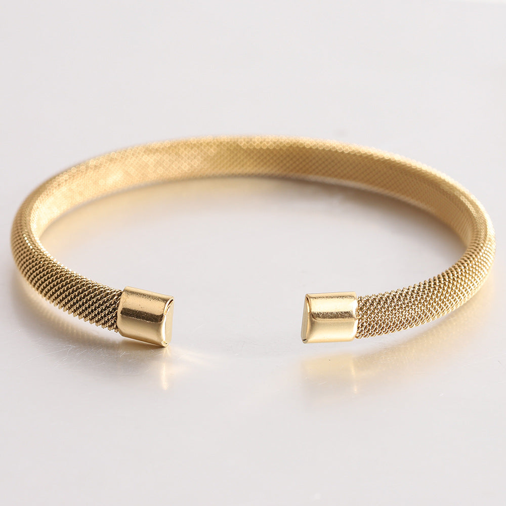 Damen Offenes Armreif mit feinem Netzdesign Shop Nory