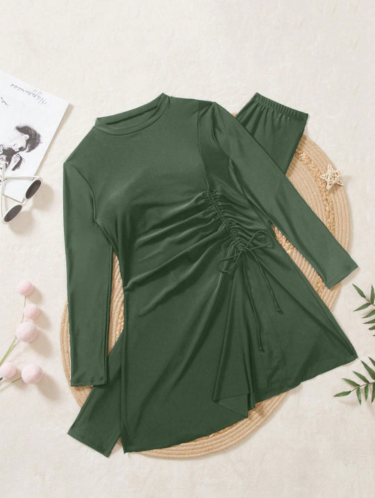 Damen Bade-Tunika mit seitlicher Raffung und Leggings Shop Nory