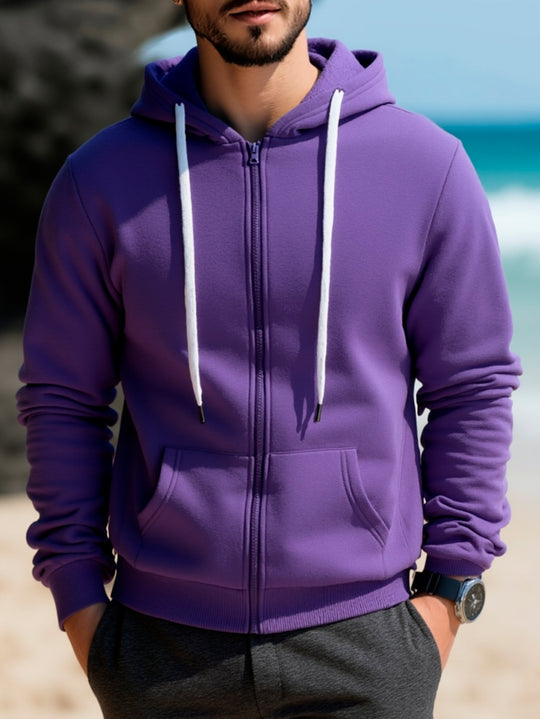 Herren Kapuzen‑Sweatjacke mit durchgehendem Reißverschluss, Kängurutaschen & weichem Futter Shop Nory
