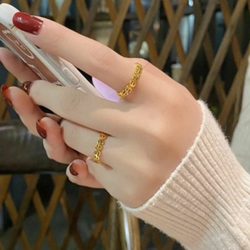 Damen Ring mit gehobenem Geldsymbol-Design Shop Nory