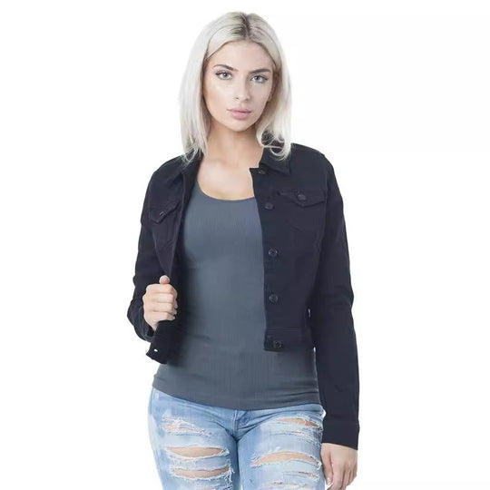 Damen klassische Denim-Jacke im modischen Schnitt mit Knopfdetails