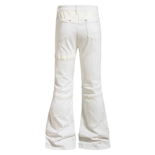 Damen ausgestellte Culotte-Hose mit Biker‑Nähten, hohem Bund und Patchwork‑Einsätzen Shop Nory