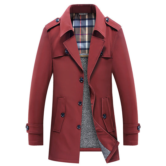 Herren Moderner Kurzmantel im Trench-Look mit kariertem Innenfutter und Utility-Taschen Shop Nory