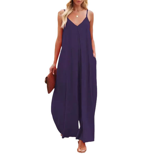 Damen Maxikleid mit v-ausschnitt und fließendem Schnitt
