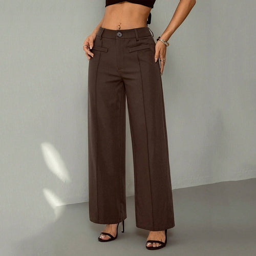 Damen Hochtaillierte Palazzo-Stoffhose mit Bügelfalte und Gürtelschlaufen Shop Nory