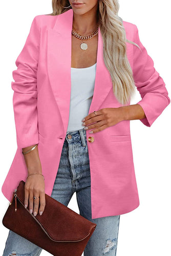 Shopnory | Doppelreihiger Blazer mit Gerafften Ärmeln und Taschen