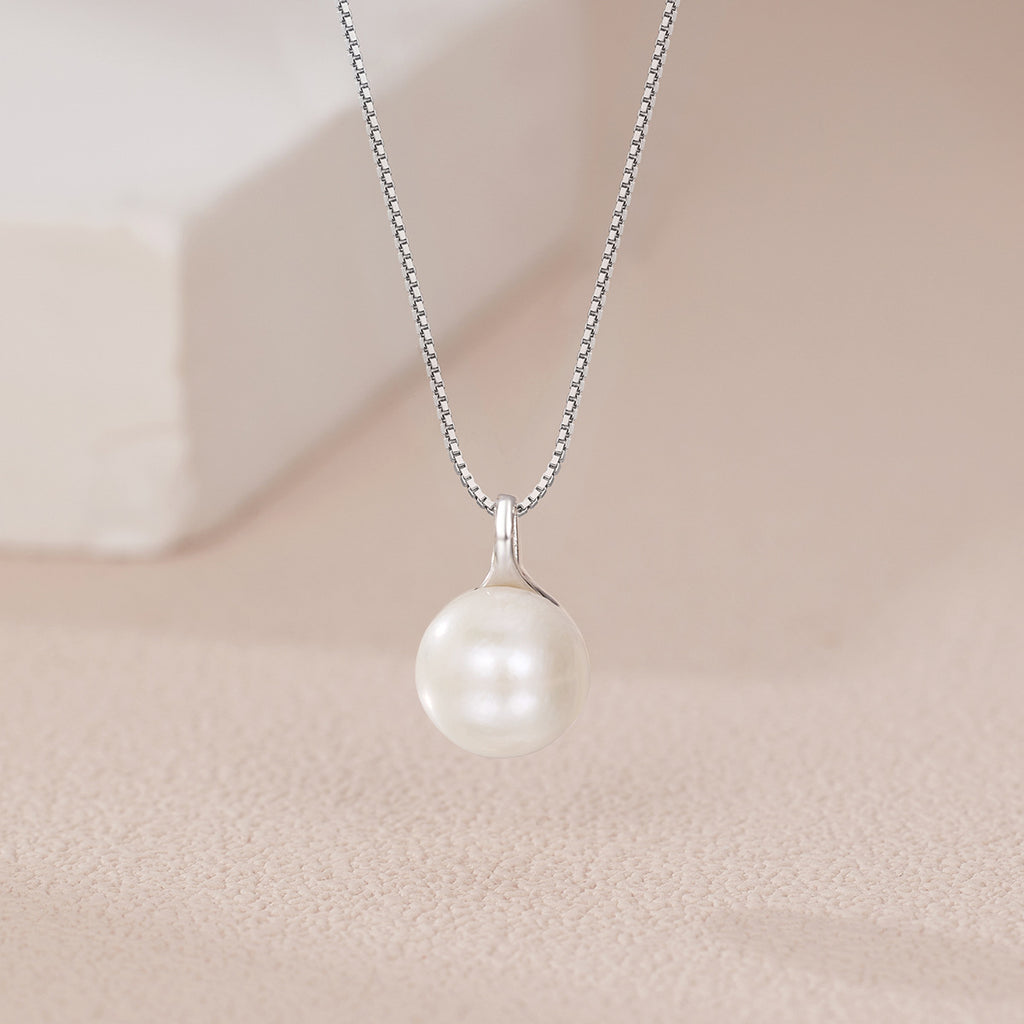 Damen elegante Halskette mit Perlenanhänger und feiner Gliederkette Shop Nory