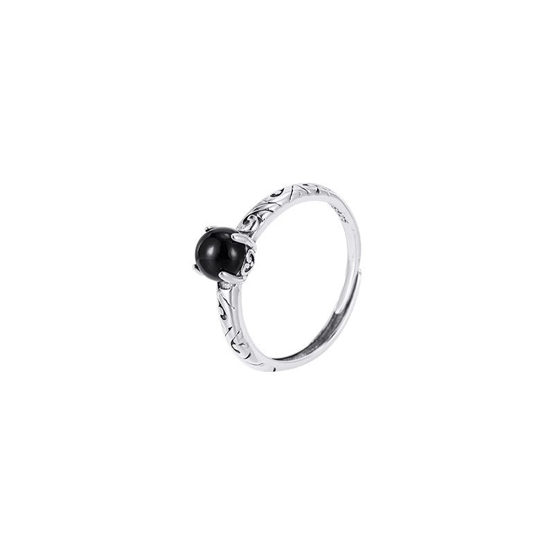 Damen filigraner Ring mit elegantem Onyx und kunstvoller Fassung Shop Nory