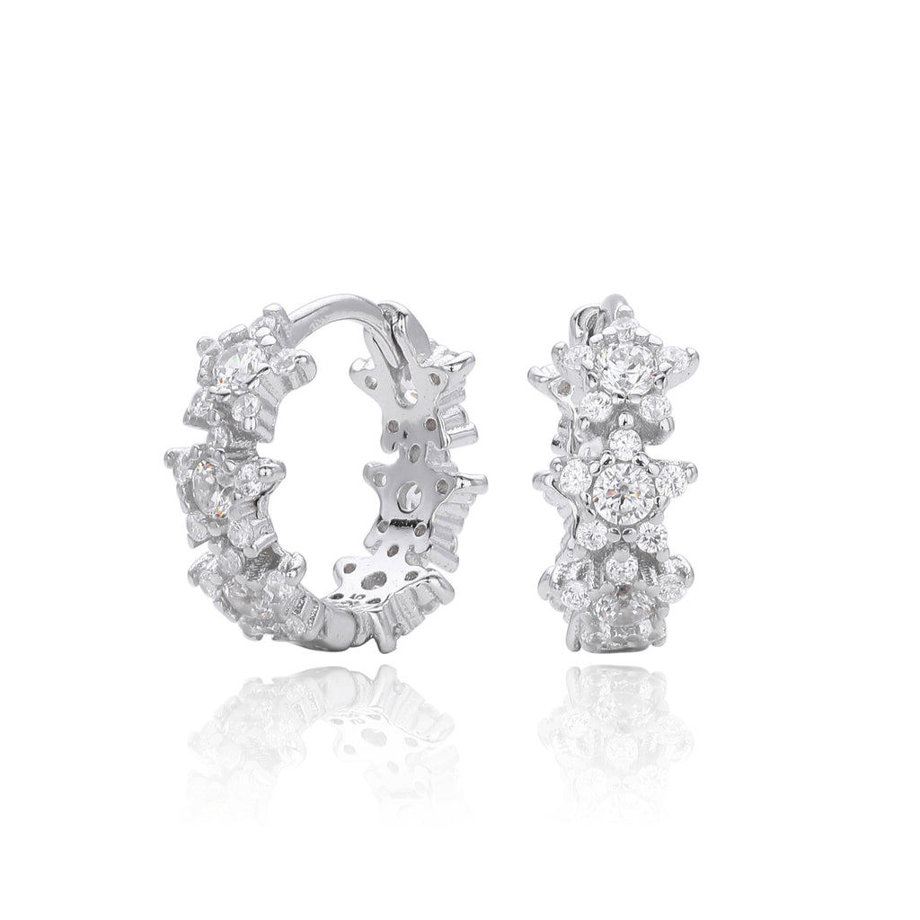 Damen Creolen mit luxuriösem Zirkonbesatz aus 925 Sterling Silber Shop Nory