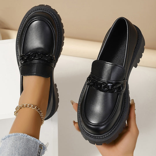 Damen Modische Slip-On-Loafer mit dicker Profilsohle und Kettenapplikation Shop Nory