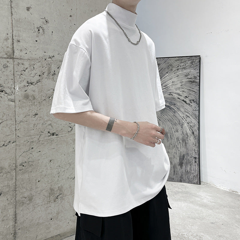 Herren oversized Rollkragen-T-Shirt mit halblangen Ärmeln und lässiger Boxy-Passform Shop Nory