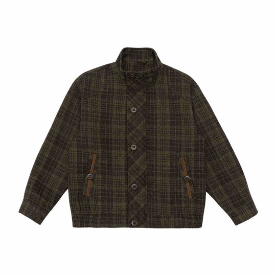 Herren Kurz geschnittene Wollmix-Pufferjacke mit Karomuster und Stehkragen Shop Nory
