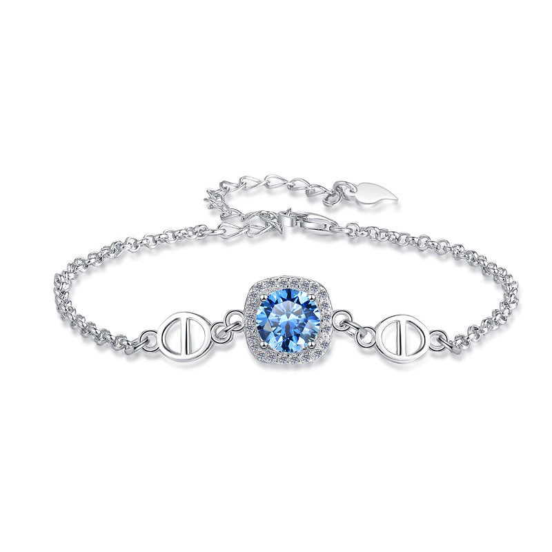 Damenarmband mit strahlend gelbem Kristall und funkelndem Zirkonia-Rahmen Shop Nory