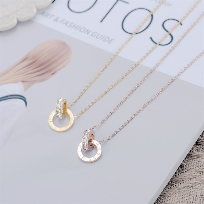 Damen elegante Halskette mit doppeltem Anhänger Shop Nory
