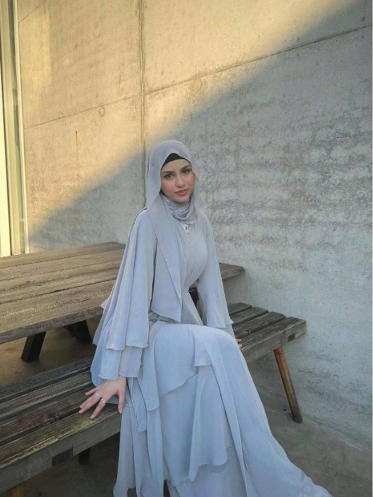 Damen Elegante und fließende lange Kaftan mit offenen Ärmeln