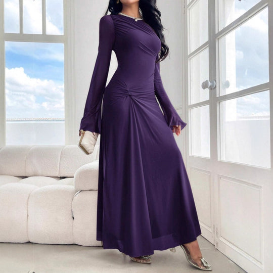 Damen Maxikleid mit geraffter Taillenpartie und Glockenärmeln Shop Nory