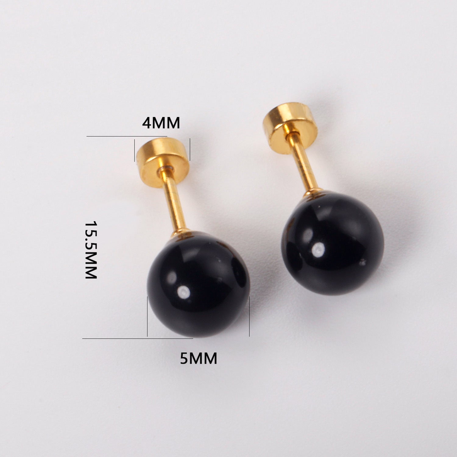 Damen Ohrstecker mit goldplattierter Edelstahl-Basis und schwarzem Perlenanhänger Shop Nory