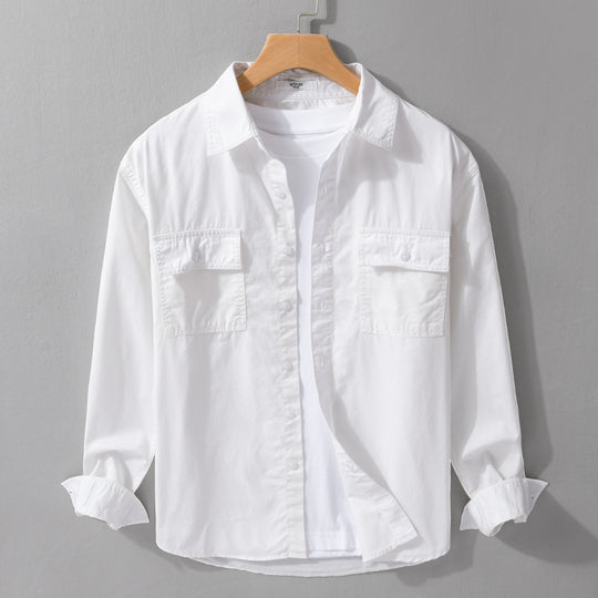 Herren Pflegeleichtes Baumwoll-Utility-Overshirt mit Doppel‑Brusttaschen und entspanntem Saum Shop Nory