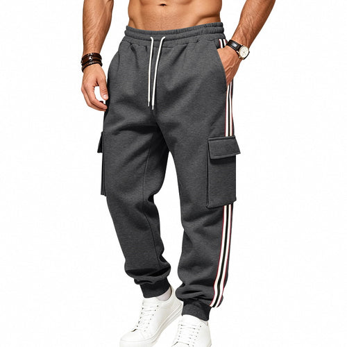 Herren Cargo-Jogginghose aus Baumwoll-Sweat mit seitlichen Kontraststreifen und Kordelzug Shop Nory