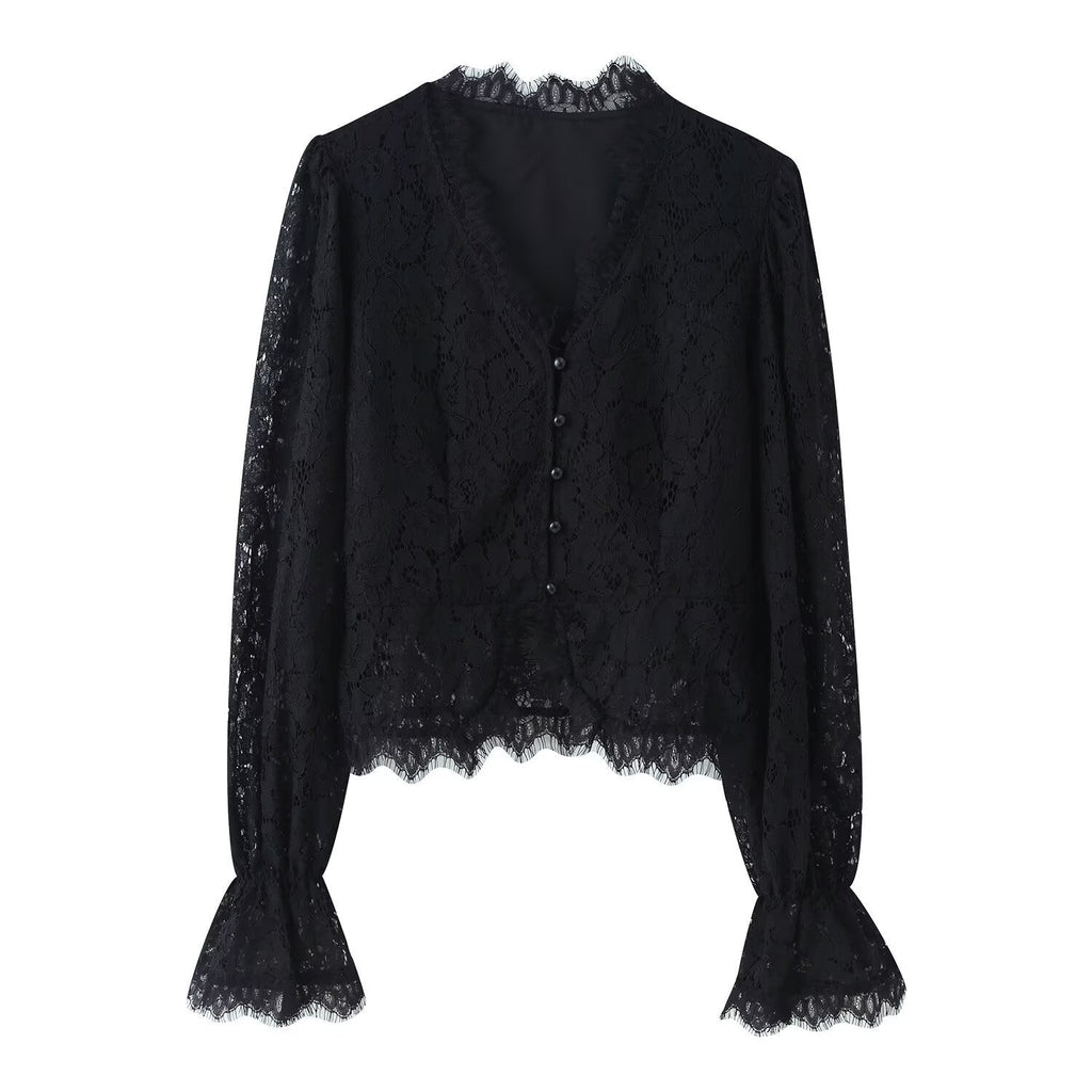 Damen Spitzenblusen- und Rock-Set Shopnory