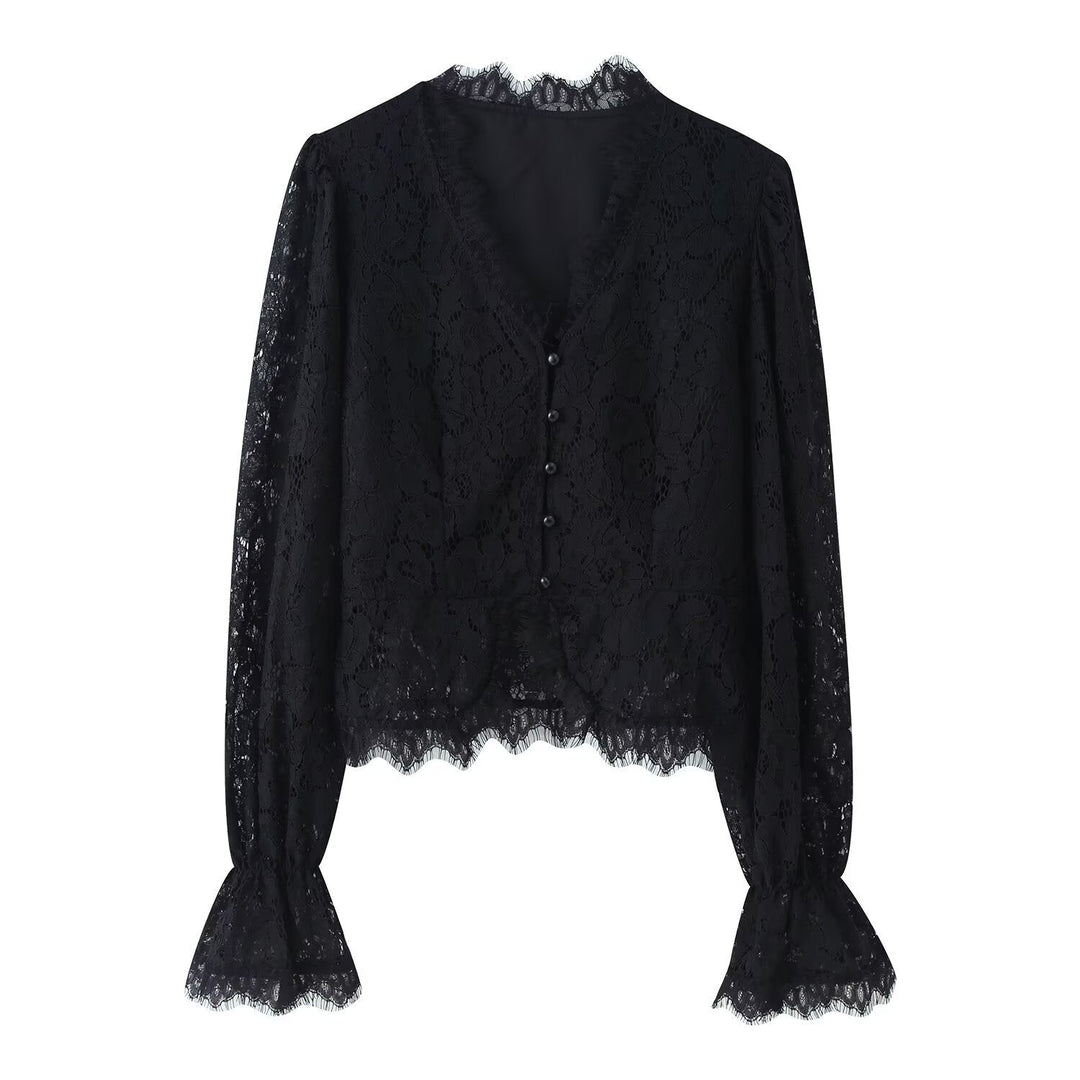 Damen Spitzenblusen- und Rock-Set Shopnory