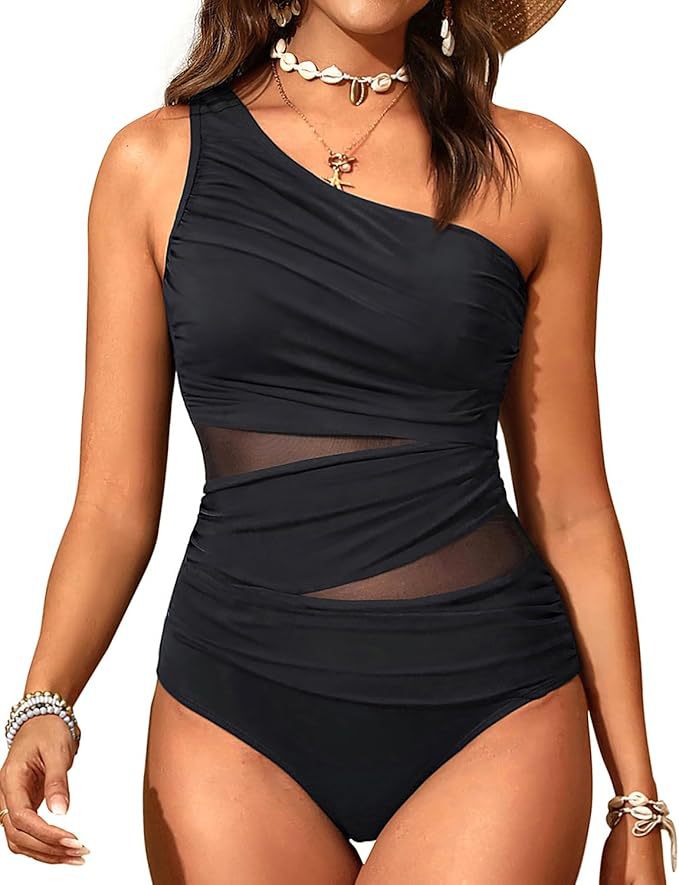 Damen stilvoller Badeanzug mit asymmetrischem Schnitt