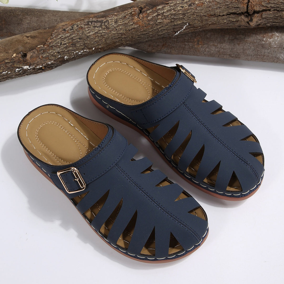 Damen Geschlossene Riemen-Pantoletten mit Cut-Outs und verstellbarer Schnalle Shop Nory
