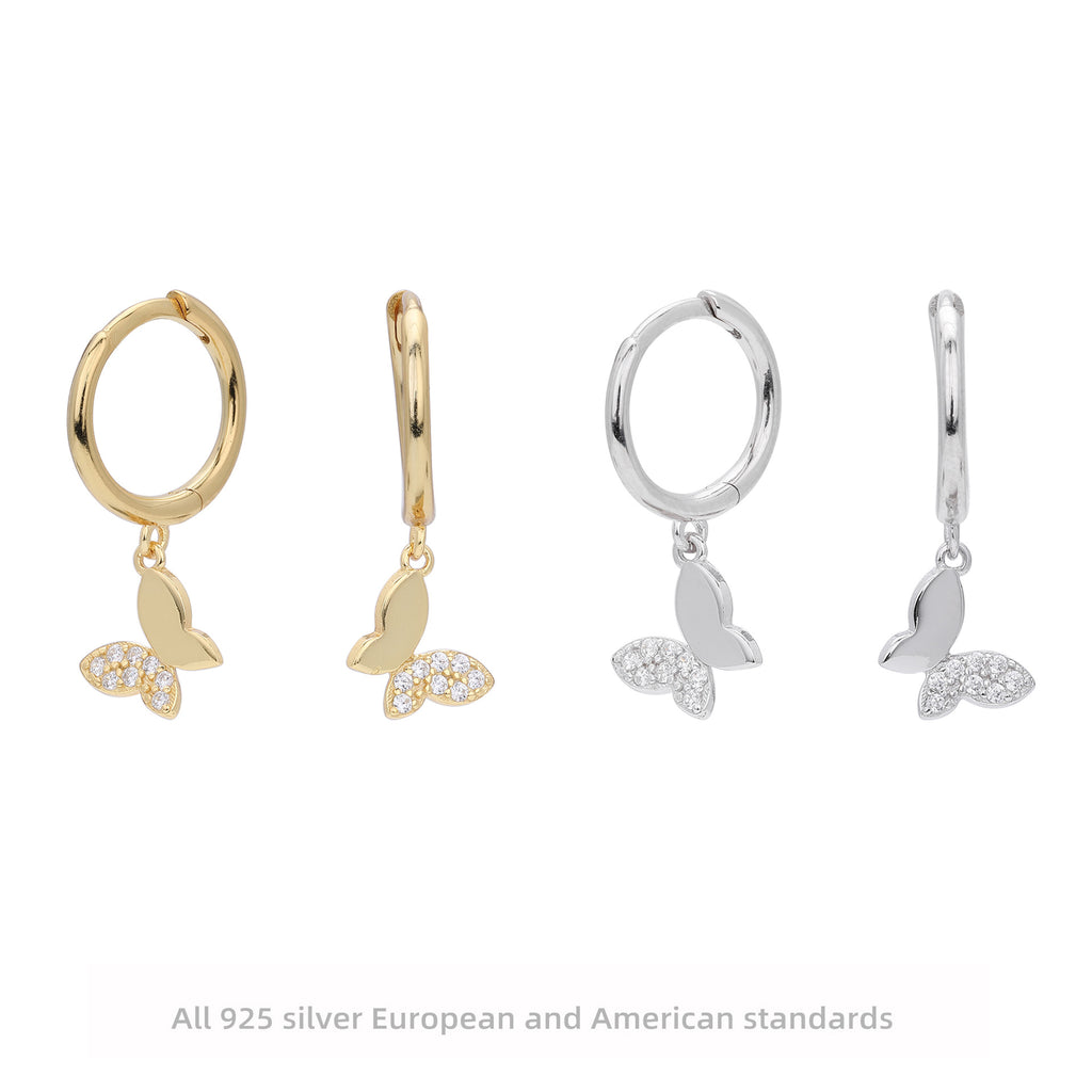 Damen Ohrringe mit funkelnden Schmetterlingsanhängern aus hochwertigem 925 Sterling Silber Shop Nory