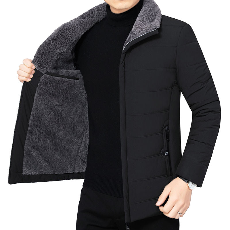 Herren Wattierte Winterjacke mit weichem Plüschfutter, Stehkragen und schmaler Steppung Shop Nory