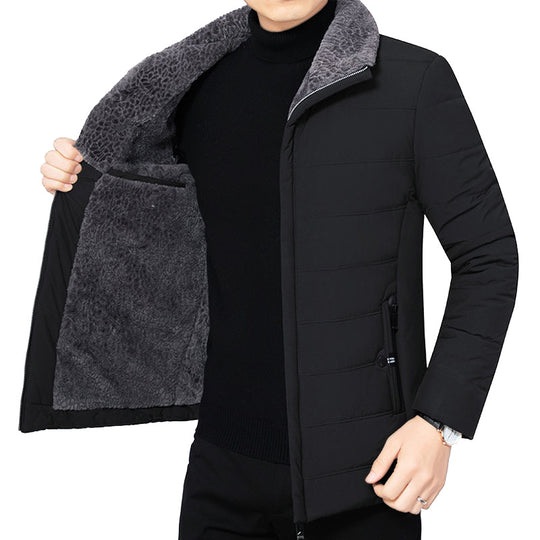 Herren Wattierte Winterjacke mit weichem Plüschfutter, Stehkragen und schmaler Steppung Shop Nory