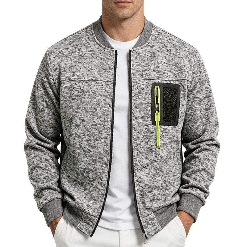 Herren strukturierte Bomberjacke mit Camouflage-Struktur und Reißverschluss-Brusttasche Shop Nory
