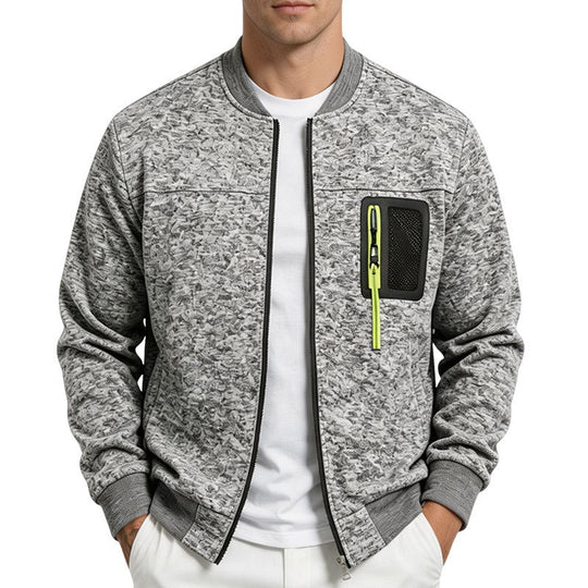 Herren strukturierte Bomberjacke mit Camouflage-Struktur und Reißverschluss-Brusttasche Shop Nory