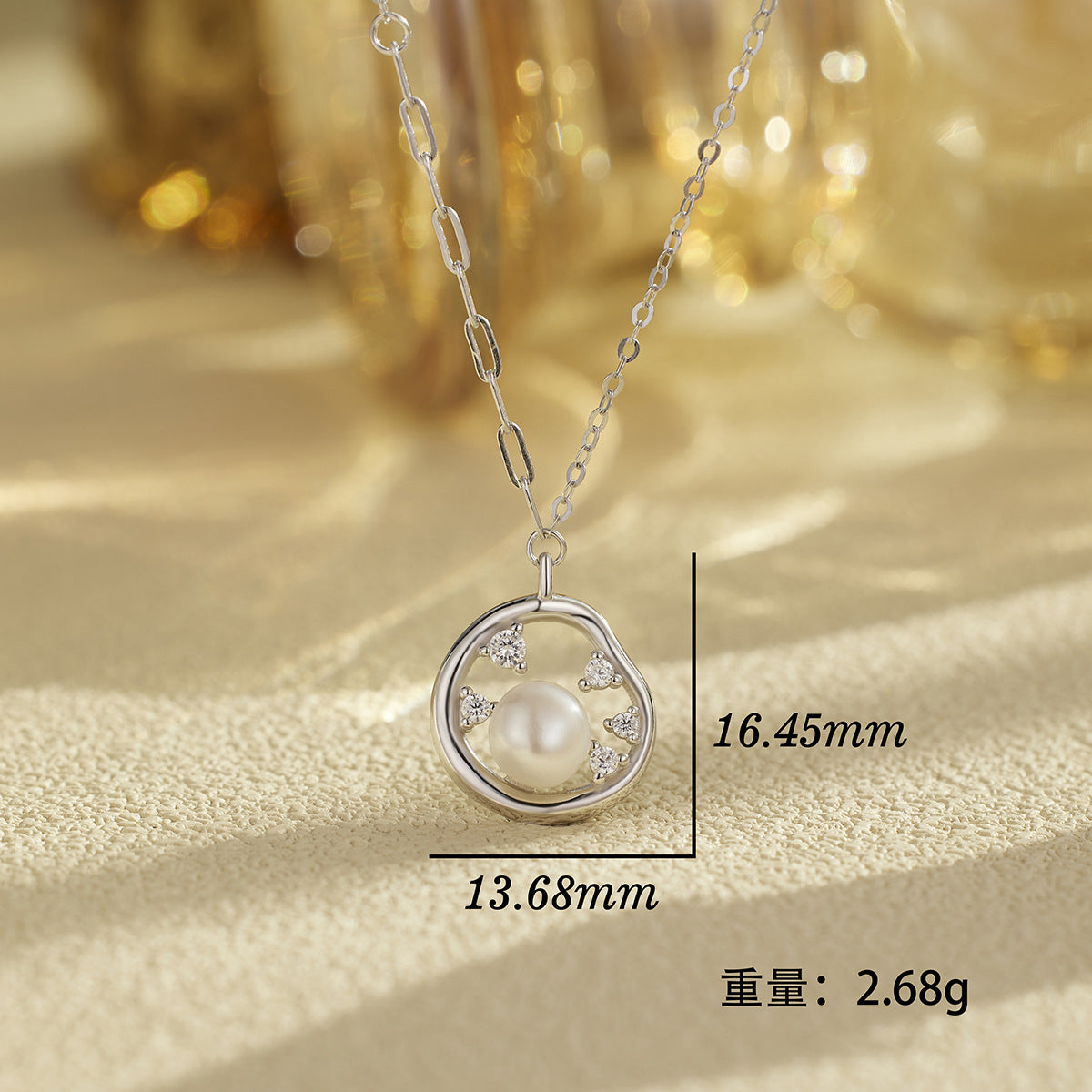 Damen Halskette mit kunstvollem Perlenanhänger und funkelnden Zirkonia Shop Nory