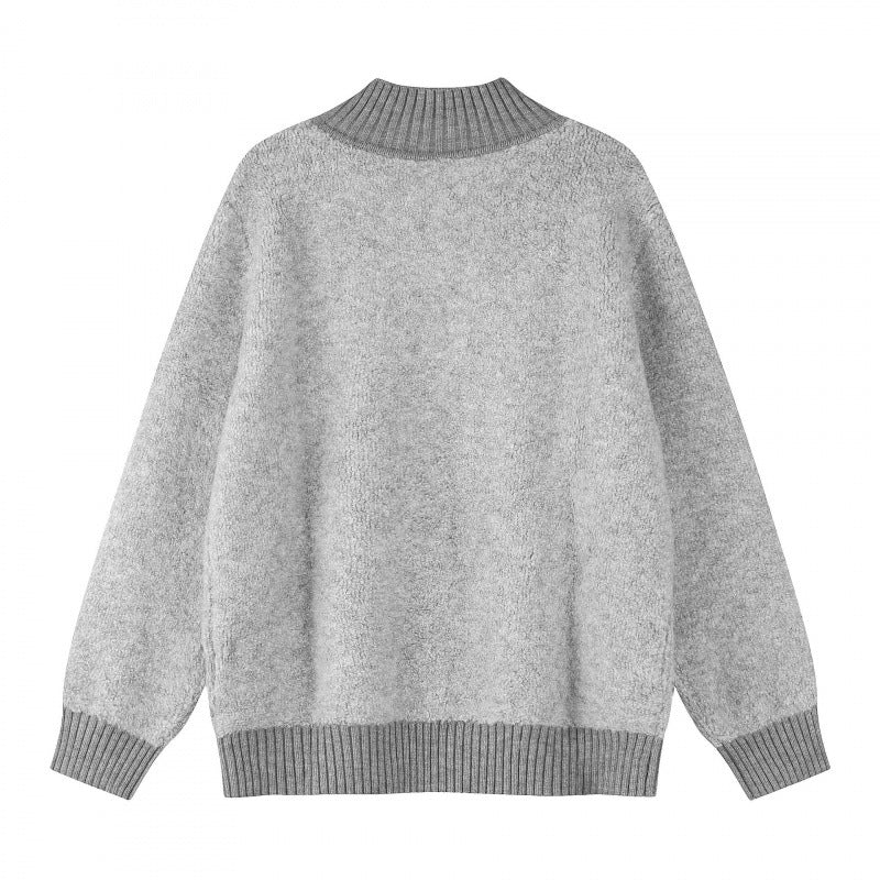Unisex Boxy-Strickpullover mit Henley-Knopfleiste und hochgezogenem Rippkragen Shop Nory